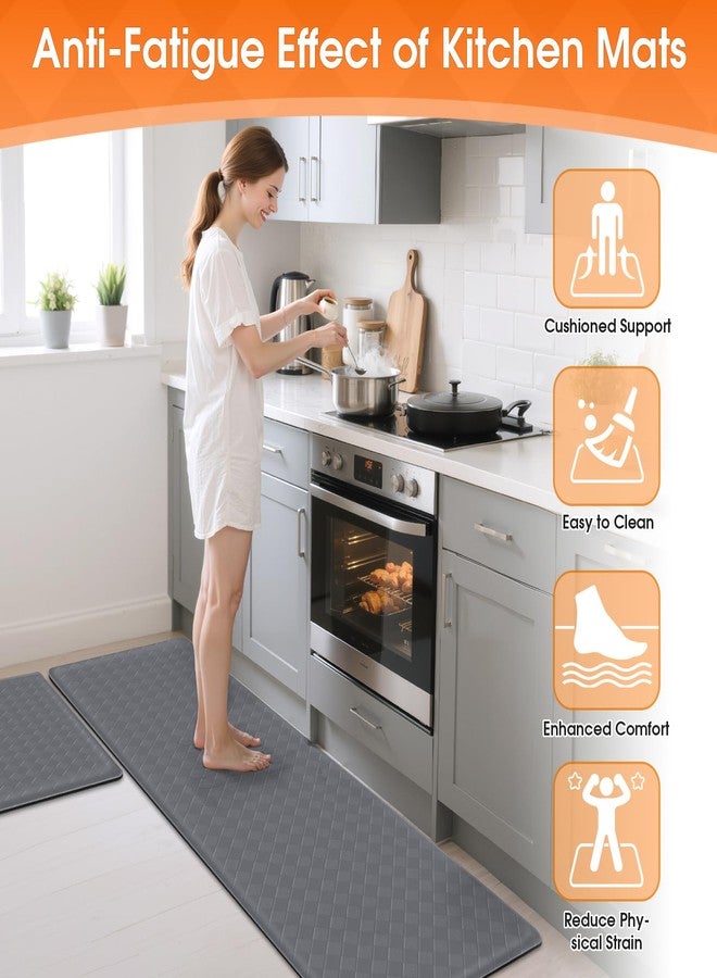 TranquilRelax Kitchen Mats, 2PCS Kitchen Rugs, Cushioned Anti Fatigue Kitchen Mats for Floor, Non-Slip Standing Desk Mat, Waterproof Kitchen Rug Set for Kitchen Floor Office,17.3"×30"+17.3"×59" Grey - Image 4