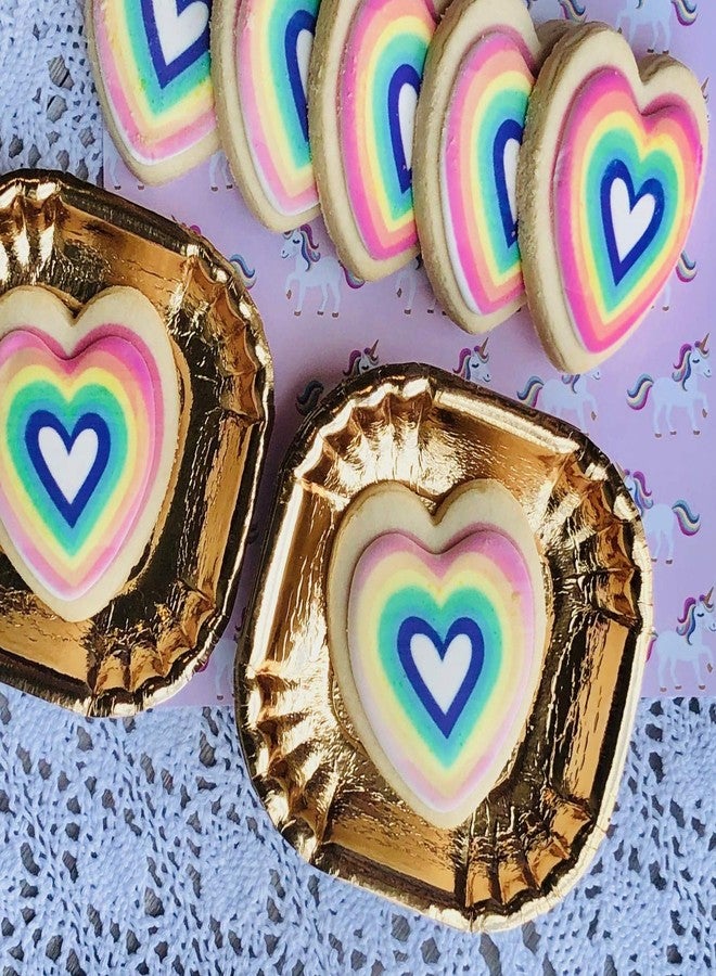 Outside the Box Papers Gold Foil Mini Dessert Paper Plates - Appetizer Plate - Charcuterie Plate - Valentine- Wedding Tableware - Heavyweight - 4 x 4 Inches - 50 Pack - Image 5