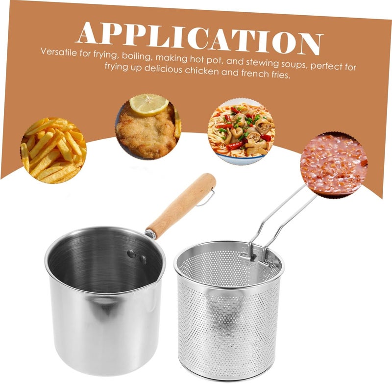 Modern practical shape MAGICLULU 1set Frying Pot Basket and Lid Mini Deep Fryer Basket Fry Stainless Steel Fryer Easy Clean Modern look Gulf mainstream practical design Elegant practical design Upgraded general material Safe silicone build Flexible usage build Safe material Classic trendy design picks Riyadh Jeddah Dammam ship Multi-category warehouse equip Global upgraded economical craftsmanship Wide use selected material Demand-based stock planning All consumer tier purchase options Cost saving user oriented build No overseas transit wait Instant order available stock Upgraded simple practical design Gulf standard sizing alternatives Flat working surface All space matching look Multi item matching Diverse purchase plan Economical varied sizing picks - Image 3