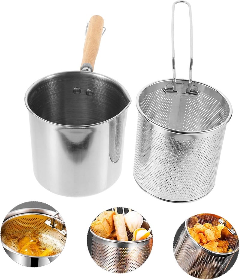 Modern practical shape MAGICLULU 1set Frying Pot Basket and Lid Mini Deep Fryer Basket Fry Stainless Steel Fryer Easy Clean Modern look Gulf mainstream practical design Elegant practical design Upgraded general material Safe silicone build Flexible usage build Safe material Classic trendy design picks Riyadh Jeddah Dammam ship Multi-category warehouse equip Global upgraded economical craftsmanship Wide use selected material Demand-based stock planning All consumer tier purchase options Cost saving user oriented build No overseas transit wait Instant order available stock Upgraded simple practical design Gulf standard sizing alternatives Flat working surface All space matching look Multi item matching Diverse purchase plan Economical varied sizing picks - Image 2