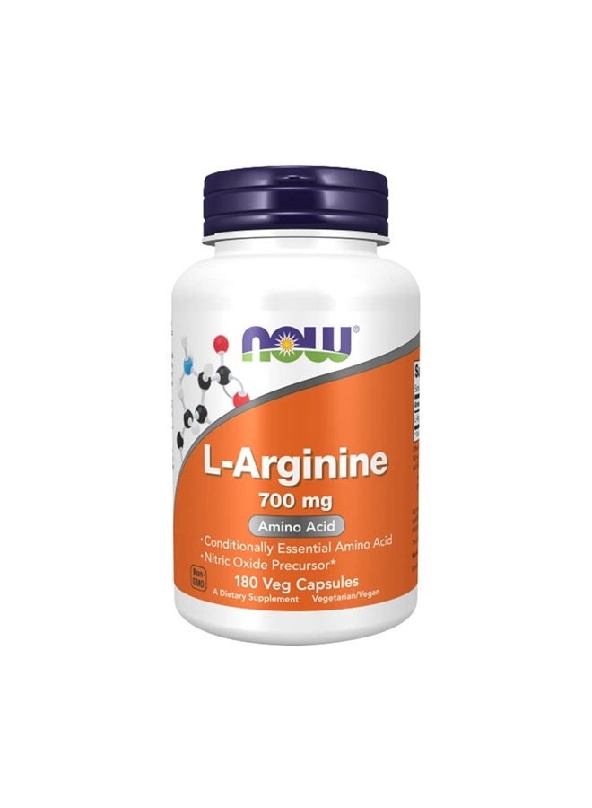 now Supplements, L-Arginine 700 mg, Nitric Oxide Precursor*, Amino Acid, 180 Veg Capsules - Image 1