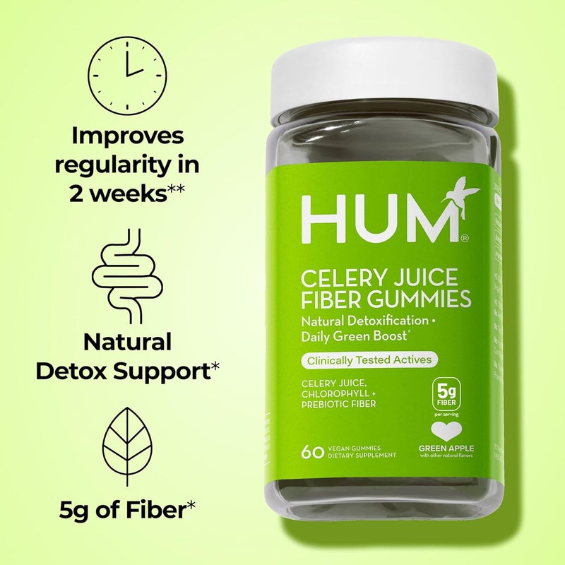 HUM The First Prebiotic Celery Juice Fiber Gummies Supports Detoxification A Daily Green Boost Includes Celery Juice Chlorophyll Prebiotic Fiber 60Count - Image 2