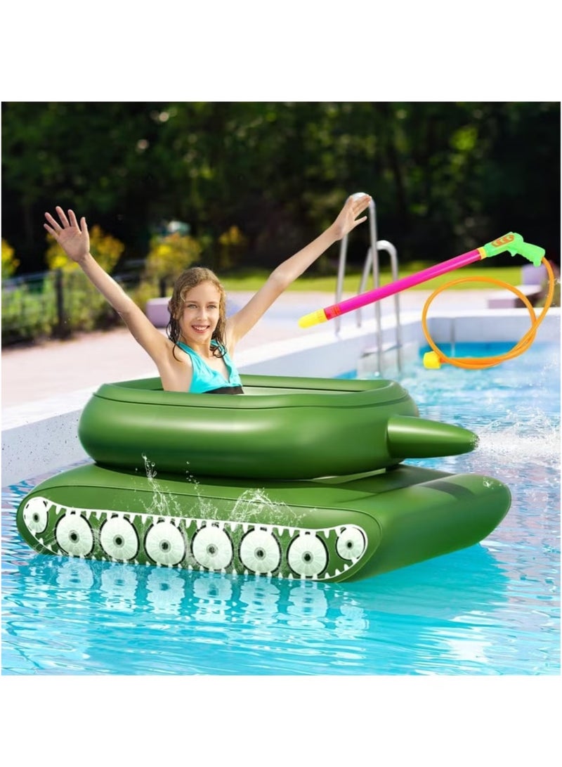 DUSALA Tank Inflatable for Pool Party Toys,Float Pool Floaties Tank Sprinkler Toy with Squirt Gun for Kids Adult,Float Tank Battle Rafts Inflatable Toy for Summer Pool Party Water Play Pool Games - Image 1