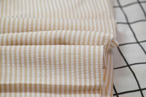 PopEle Leisure Mens Beige Striped Seersucker Slim Fit Suit Grooms Lightweight Sear Sucker Suit for Wedding - Image 5