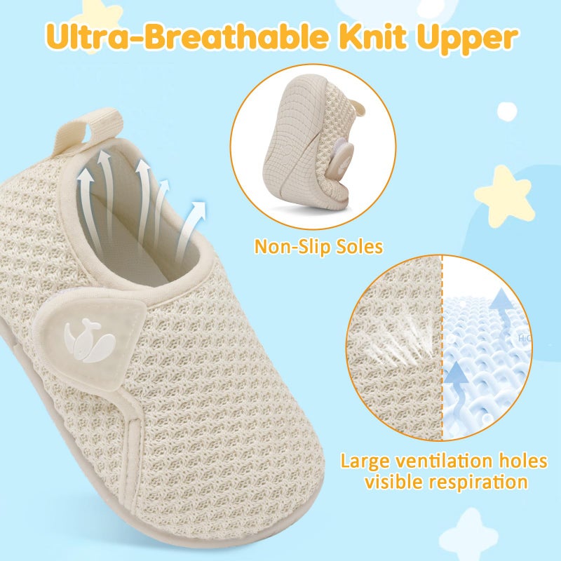 FEETCITY Toddler Barefoot Shhoes Baby Walking Shoes Kids Slip On Shoe Boys Girls Sport Sneakers Lightweight Tennis Shoe Beige - Image 4