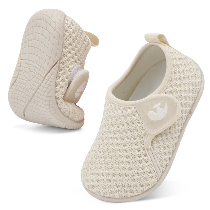 FEETCITY Toddler Barefoot Shhoes Baby Walking Shoes Kids Slip On Shoe Boys Girls Sport Sneakers Lightweight Tennis Shoe Beige - Image 1