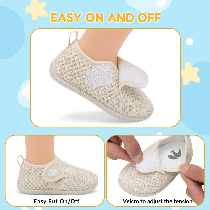 FEETCITY Toddler Barefoot Shhoes Baby Walking Shoes Kids Slip On Shoe Boys Girls Sport Sneakers Lightweight Tennis Shoe Beige - Image 3