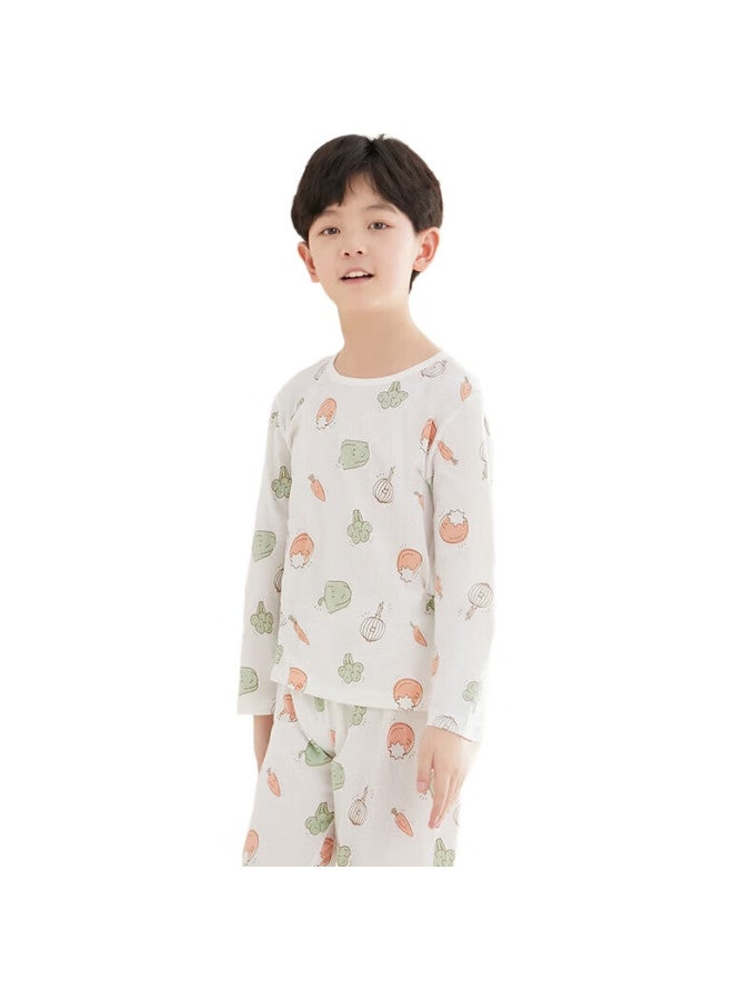 Red Bean Hongdou Children'S Pajamas, Boys And Girls Home Wear, Pure Cotton Long-Sleeve And Long Pants Set, Spring And Summer Pullover Air Conditioning Suit J3105 130 - Image 2