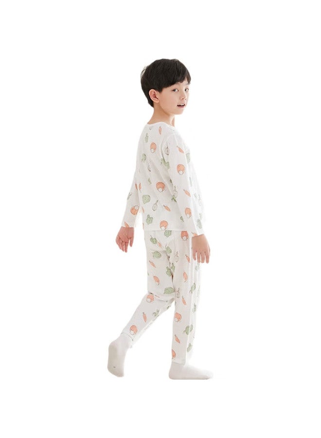 Red Bean Hongdou Children'S Pajamas, Boys And Girls Home Wear, Pure Cotton Long-Sleeve And Long Pants Set, Spring And Summer Pullover Air Conditioning Suit J3105 130 - Image 1