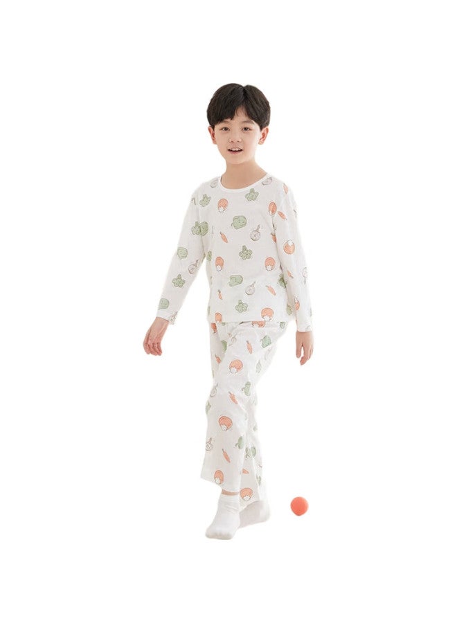 Red Bean Hongdou Children'S Pajamas, Boys And Girls Home Wear, Pure Cotton Long-Sleeve And Long Pants Set, Spring And Summer Pullover Air Conditioning Suit J3105 130 - Image 3