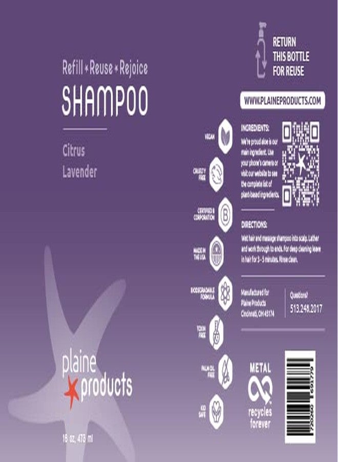 Plaine Products Eco-Friendly Shampoo and Conditioner - Citrus Lavender - Sulfate & Paraben Free, 16oz Refill Bottle - Image 2