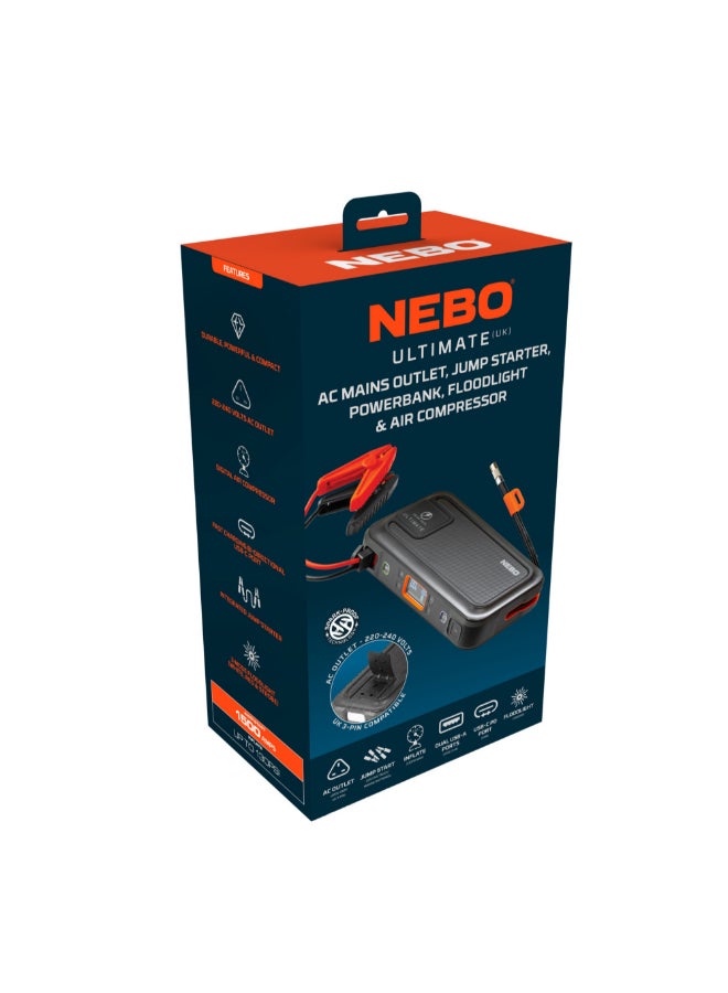 NEBO 12V 15000mAh Li-ion Ultimate Digital Jump Starter Grey and Orange 5.7 x 14.3 x 27.5 cm NEB-PBK-0005-CB - Image 4