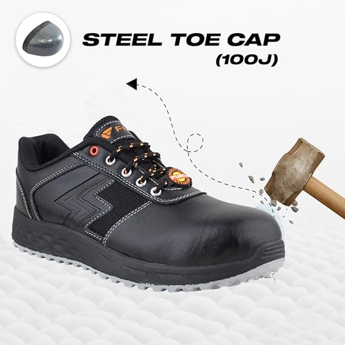 FUEL Gravix Safety Shoes for Men | Steel Toe Work Shoes with Anti-Slip Sole, Lightweight & Durable Industrial Safety Footwear (6UK,Black) - Image 2