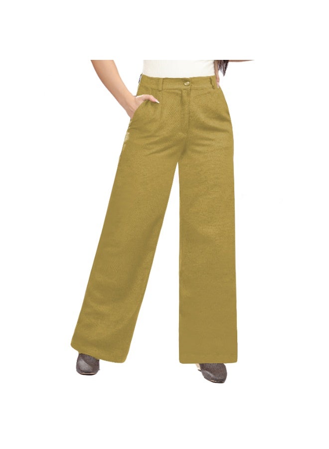 Smoky Egypt Wide Leg Solid Velvet Pants-Camel - Image 1