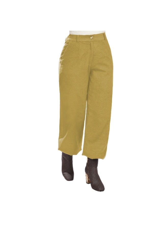 Smoky Egypt Wide Leg Solid Velvet Pants-Camel - Image 3