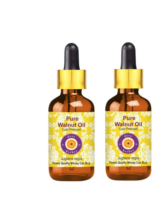 Deve Herbes Pure Walnut Oil (Juglans regia) with Glass Dropper | Cold Pressed | Natural | Undiluted | For Diluting Essential Oils | For Skin & Massage | Men & Women | 100ml X 2 - Image 1