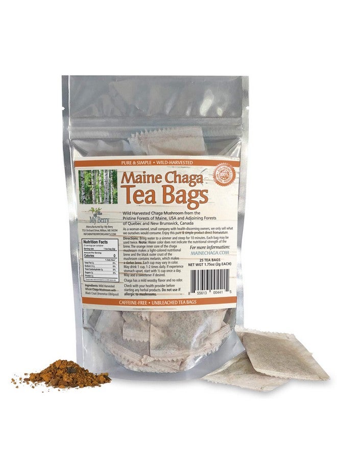 MY BERRY Maine Chaga Tea Bags, Pesticide Free, NOT Imported Chaga, 25 Bleach-Free Bags, USA & Canadian Grown - Image 1