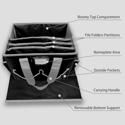 Cupohus Extra Large Art Organizer Craft Storage Tote Bag with Pockets and Hadles, Oxford Fabric Carrying Caddy for Teacher, Officer, Artist, Students, Traveler, and more – Black with Grey Edge - Image 5