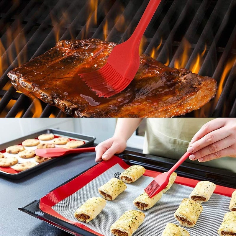 we3 Kitchen Utensil Set 5pcs Heat Resistant Silicone Cooking Nonstick Gadget Cookware with Hanging Hole for Cooking Baking and MixingRed - Image 4