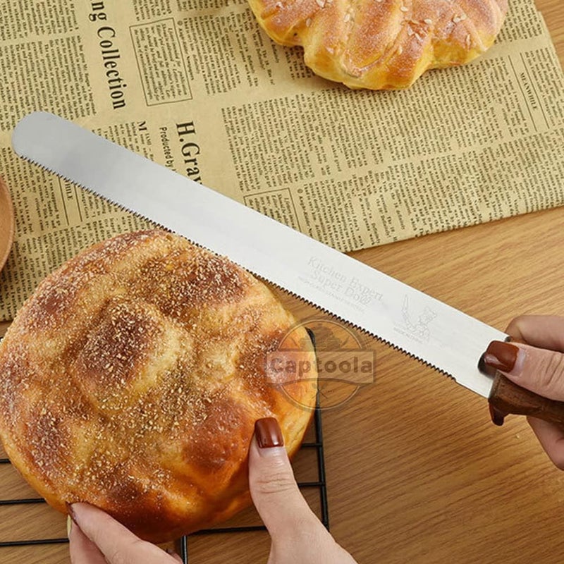 Captoola سكين كابتولا 10 بوصة ذات حافة مسننة لقطع الخبز القاسي والمعجنات والكعك والخبز المنزلي حادة كالشفرات مجموعة من 1 - Image 4