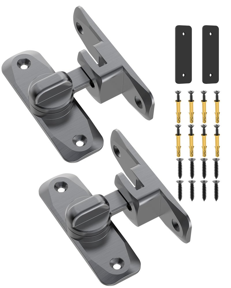 YogePote 90/180 Degree Barn Door Lock  Small Flip Gate Latches Hardware  Door Security Sliding Door Latch Lock Fo Cabinets  Barn Door  Bathroom  Gardenr Doors (Grey-2Pcs) - Image 1