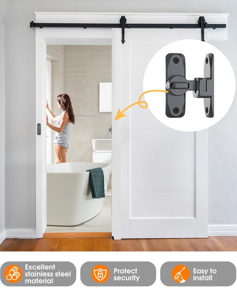YogePote 90/180 Degree Barn Door Lock  Small Flip Gate Latches Hardware  Door Security Sliding Door Latch Lock Fo Cabinets  Barn Door  Bathroom  Gardenr Doors (Grey-2Pcs) - Image 5