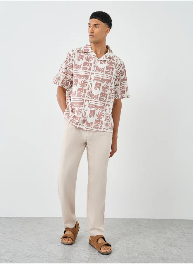 Styli Styli All-Over Print Resort Collar Relaxed Fit Shirt