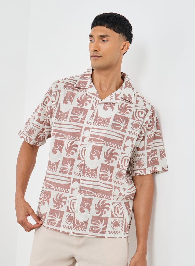 Styli All-Over Print Resort Collar Relaxed Fit Shirt - Image 1