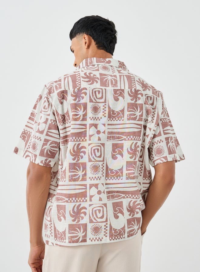 Styli All-Over Print Resort Collar Relaxed Fit Shirt - Image 4