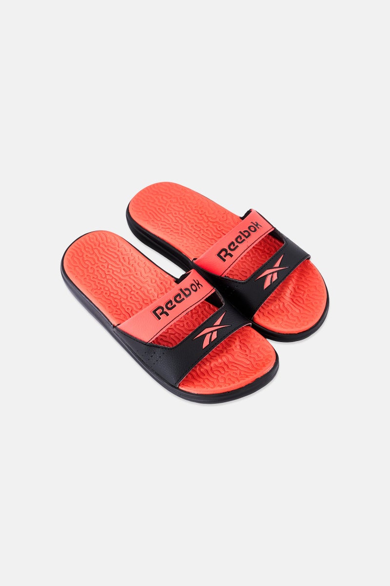 Reebok Kids Boy Brand Logo Slip On Slides, Red - Image 4