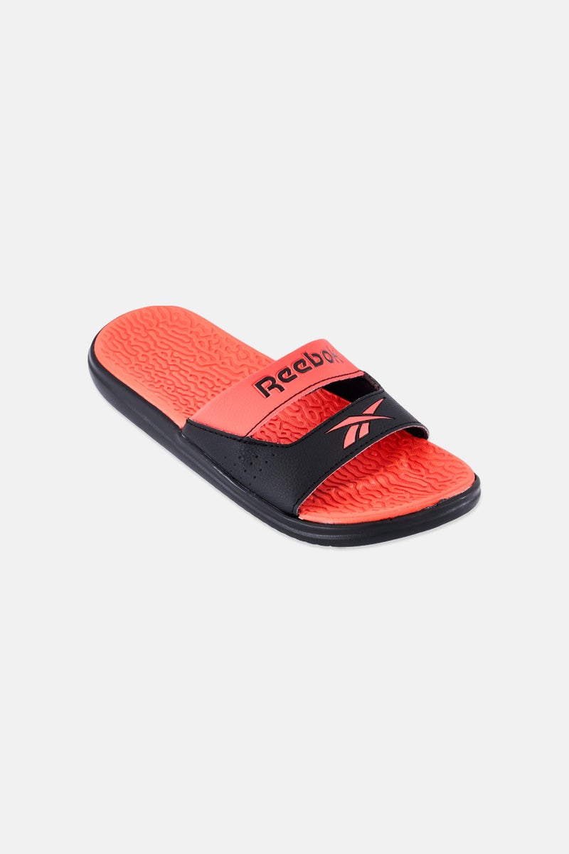 Reebok Kids Boy Brand Logo Slip On Slides, Red - Image 1