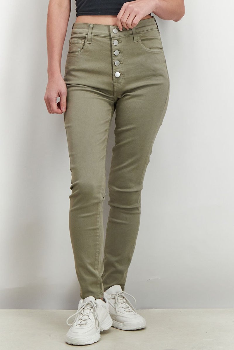 J Brand Women Regular Fit High Rise Solid Casual Pants, Olive  - Image 1