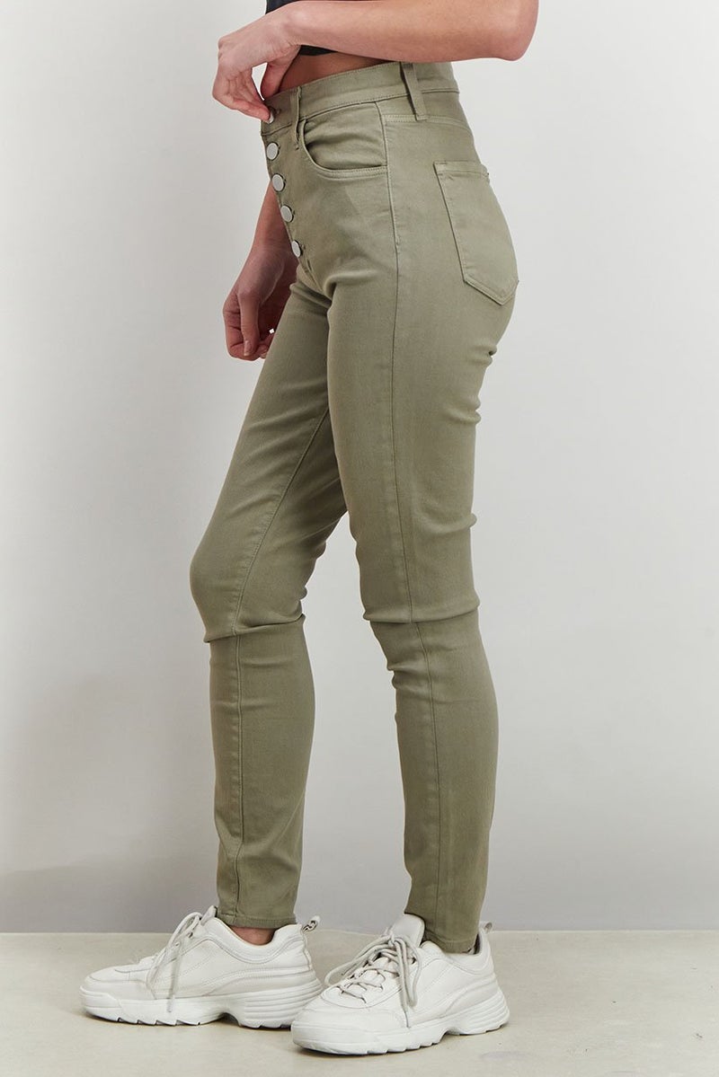 J Brand Women Regular Fit High Rise Solid Casual Pants, Olive  - Image 3
