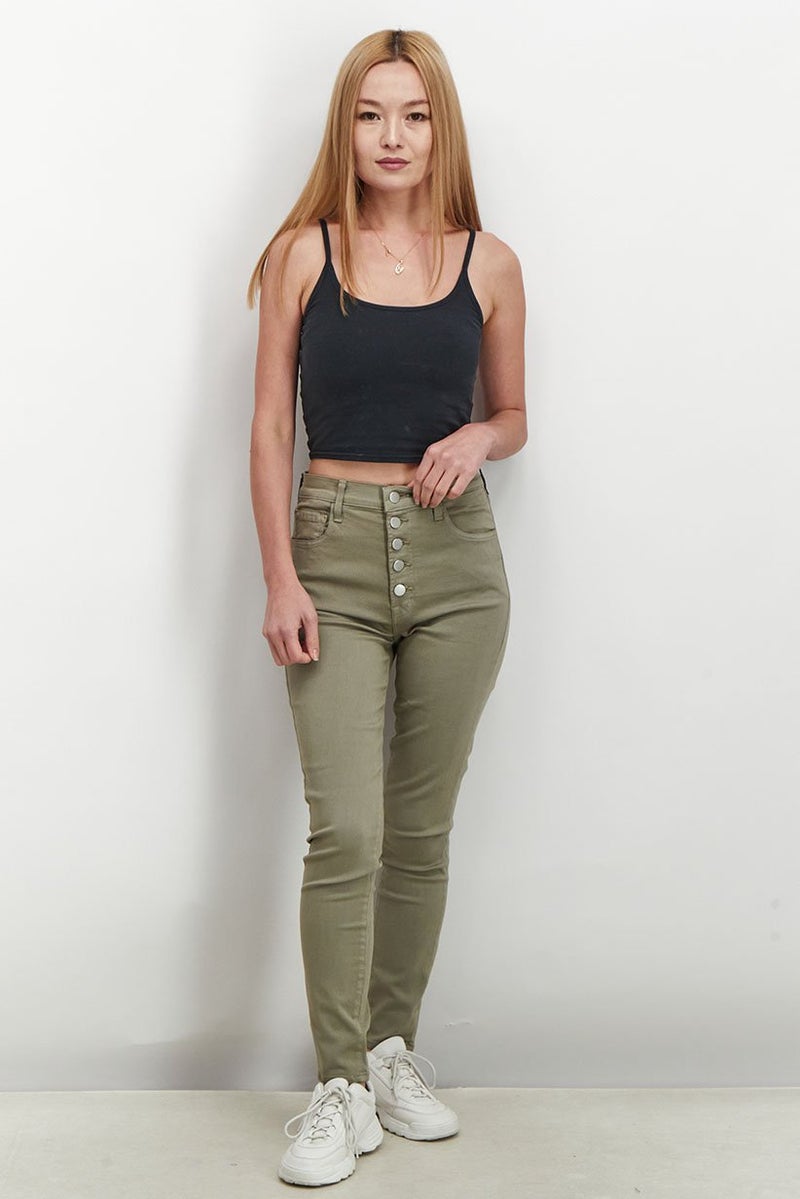 J Brand Women Regular Fit High Rise Solid Casual Pants, Olive  - Image 4