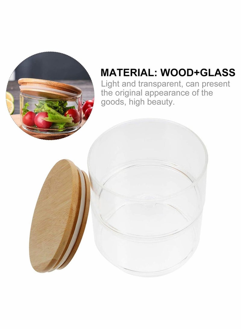 SYOSI Airtight Glass Storage Jars With Lids 2-tier Stackable Food Canisters Containers Salad Fruit Cooking Bowl For Home Kitchen, Nut, Pasta Powder, Spice, Tea, Coffee Beans, Candy  - Image 2