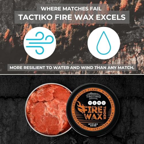 Tactiko Survival Tactiko Camping Fire Starter – Waterproof Survival Fire Starter for Wet Wood & Emergency Kits – 5 Minute Burn Time, 50 Uses, 60g – Lightweight Campfire Accessory for Hiking & Backpacking (2-Pack) - Image 3