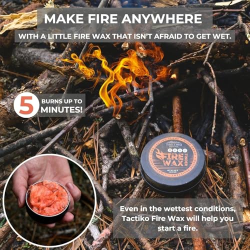 Tactiko Survival Tactiko Camping Fire Starter – Waterproof Survival Fire Starter for Wet Wood & Emergency Kits – 5 Minute Burn Time, 50 Uses, 60g – Lightweight Campfire Accessory for Hiking & Backpacking (2-Pack) - Image 2