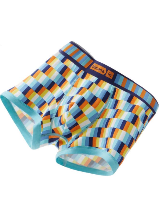 Bananain 501C Men'S Underwear Combed Cotton Geometric Color Block Printed Trendy Men'S Boxer Briefs Antibacterial Breathable Flat Angle Pants 3 Pack - Image 3