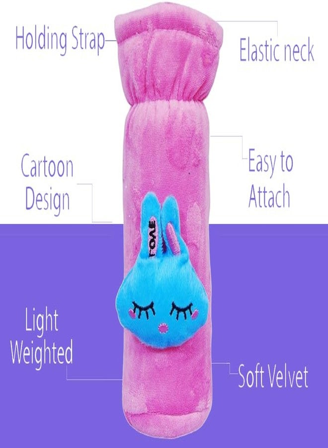 Alya The Cheeky Kidzz Pack of 2 Baby Feeding Bottle Covers Cute Plush with Holding Strap Suitable for 150ml 220ml 240ml 250ml Glass Steel Feeder Ideal for Travel & Daily Use (Pink) (Design 510) - Image 3