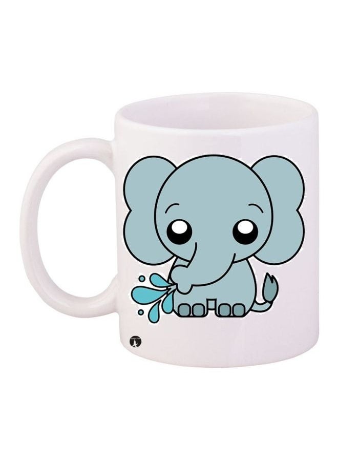Phone Planet - Baby Elephant Printed Coffee Mug White/Blue/Black - Image 1