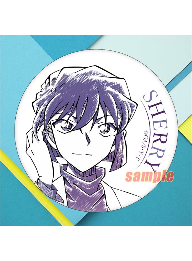 Ink Painting Detective Conan Yum Badge Tinplate Brooch Metal Medallion Animation Around A Generation-Color:20. Miyagi Warranty-Specifications:58mm Badge - Image 1