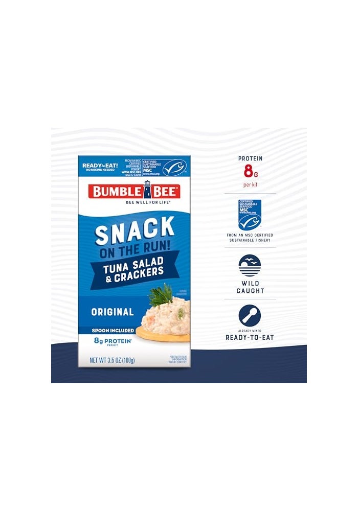 Bumble Bee Snack On The Run Protein Pack 8g per Box  Original Tuna Salad with Crackers Kit  Ready to Eat EasyOpen Can  Wild Caught MSCCertified Tuna Pack of 12 - Image 5