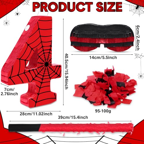 WinnerWhy Number 4 Spider Piata Bundle with Blindfold and Bat Comic Hero Small Piata Birthday Party Decoration for Mexican Fiesta Cinco De Mayo Anniversary Celebration Gift 1575 x 11 x 28 in - Image 5