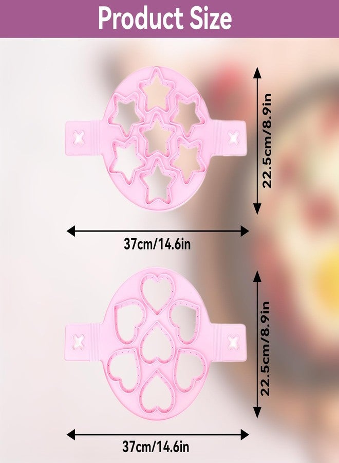 Beufee Pancake Mold, 2 PCS Silicone Eggs Pancake Making Mold, Pancake Molds Ring Fried Egg Mold Pink Non Stick Egg Ring Egg Cooker Pan Flip Mold Love and Heart Shapediy Kitchen Accessories - Image 3