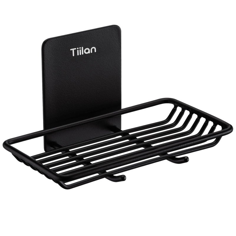 Tiilan Self Adhesive Bar Soap Dish for Shower Bathroom Soap Holder Wall Mount  Stainless Steel Black