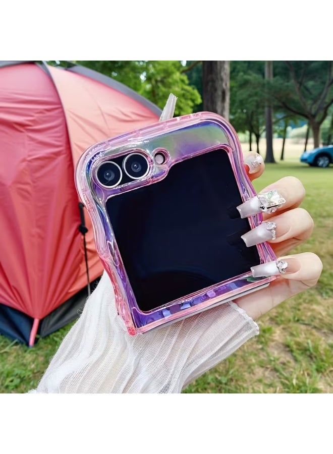 Temu Semi-transparent phone case, colored laser; suitable for Samsung Galaxy Z Flip 5 - Image 2