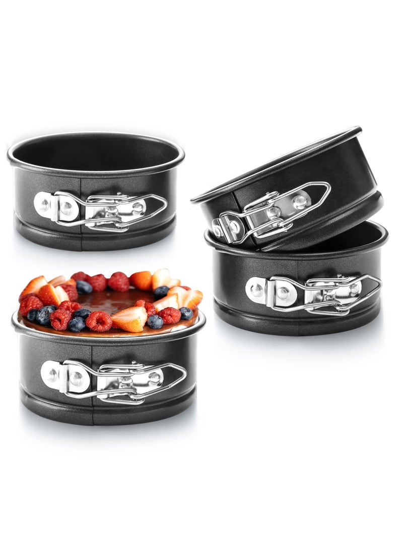 KASTWAVE - Mini Springform Pans, 4 Set Small Cheesecake Pan with Leak-Proof Removable Bottom Non-Stick Round 4 Inches Cake Pan for Baking Crushed Cakes Pies Quiches - Image 1