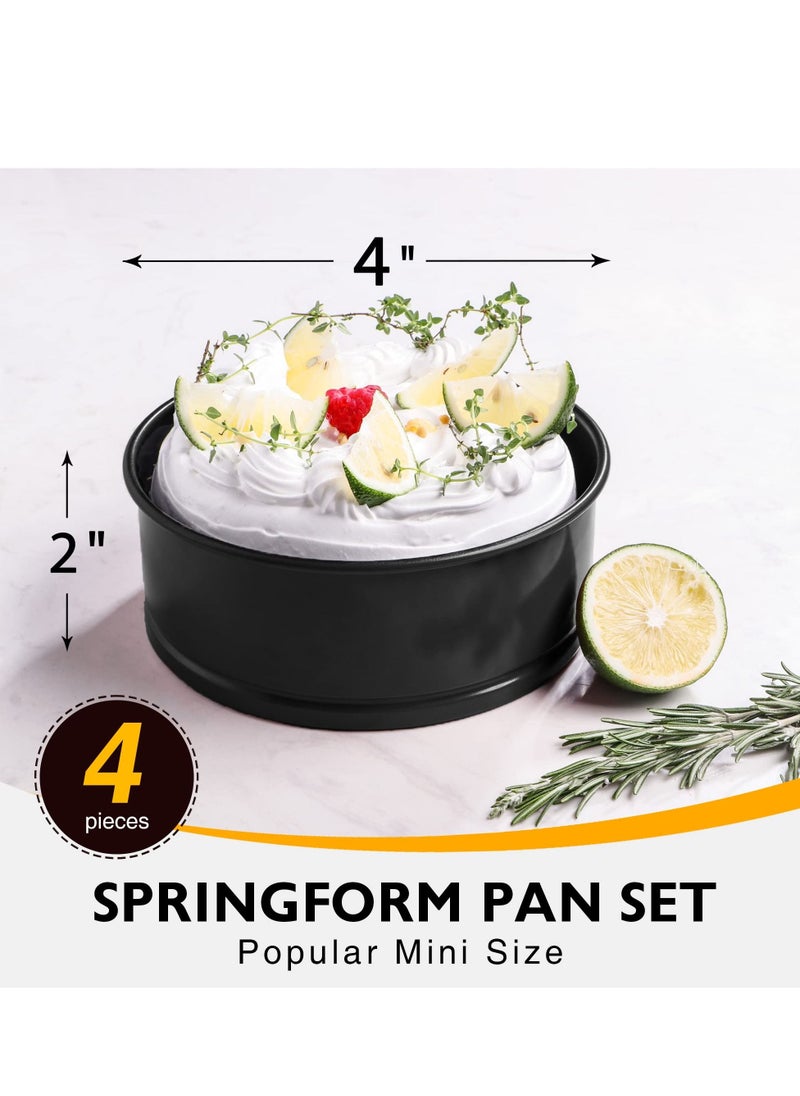 KASTWAVE - Mini Springform Pans, 4 Set Small Cheesecake Pan with Leak-Proof Removable Bottom Non-Stick Round 4 Inches Cake Pan for Baking Crushed Cakes Pies Quiches - Image 1