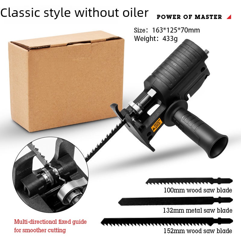 Power Tool Modified Electric Saw Portable Household Saber Saw Electric Drill Conversion Electric Wrench Woodworking Reciprocating Accessories(Classic black) - Image 4