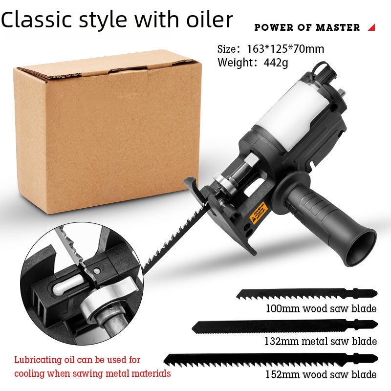 Power Tool Modified Electric Saw Portable Household Saber Saw Electric Drill Conversion Electric Wrench Woodworking Reciprocating Accessories(Classic black) - Image 2